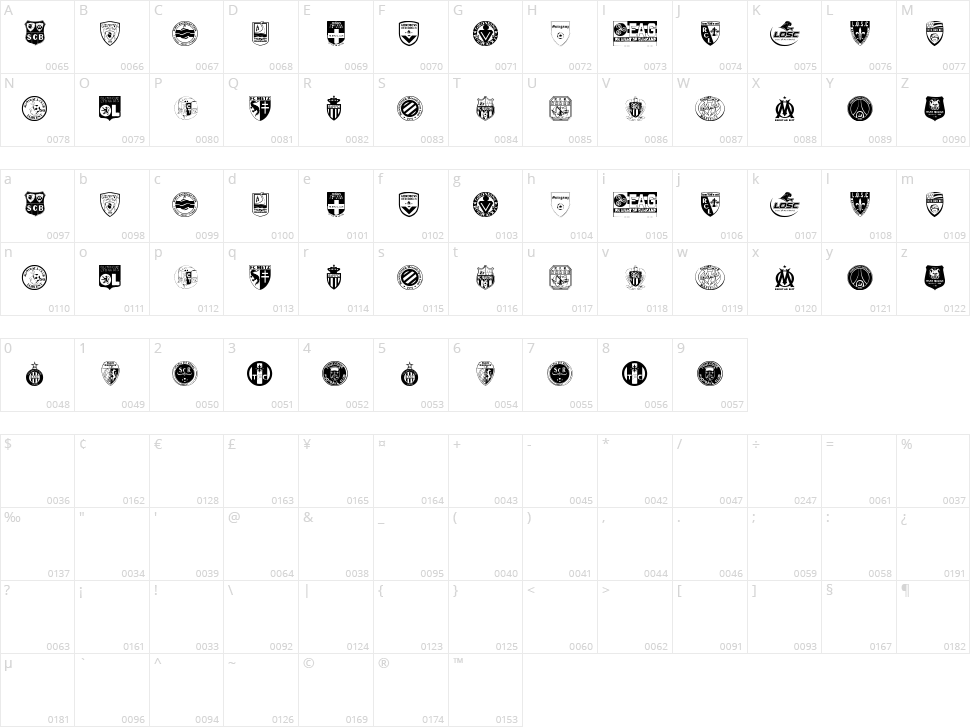 Ligue 1 Character Map