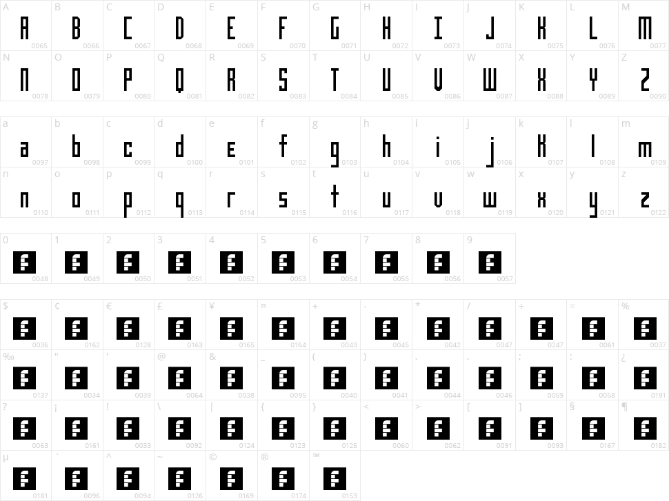 Limousine Character Map