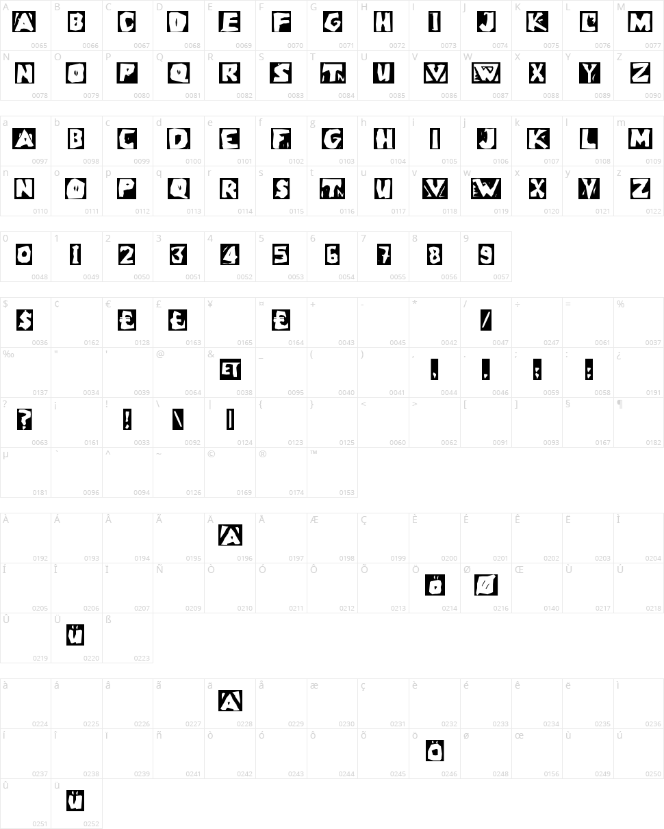LinoLeumInvers Character Map