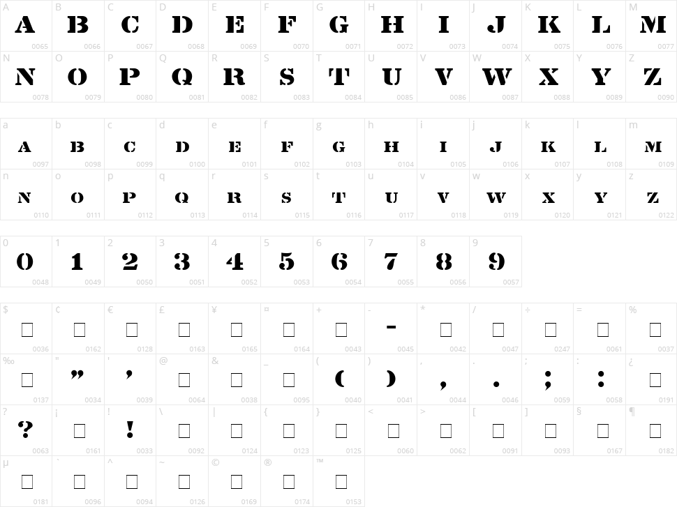 Lintsec Character Map