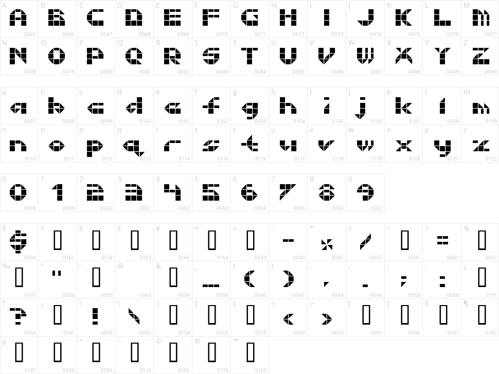 Litebrite 1975 Character Map