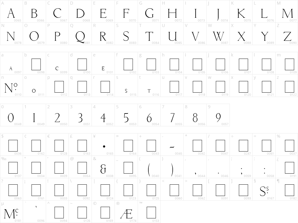 Livia Medium Character Map
