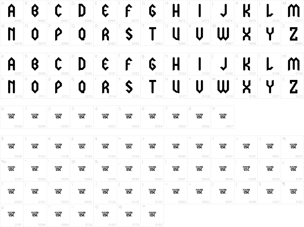 LJ Power Metal Character Map