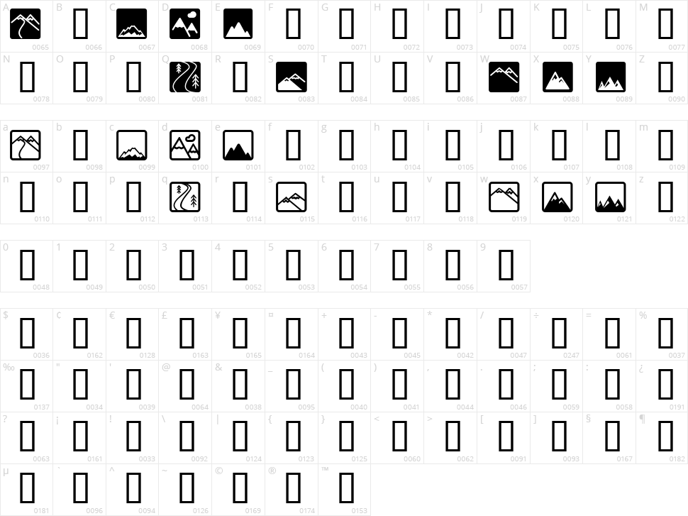 LL Mountain Character Map