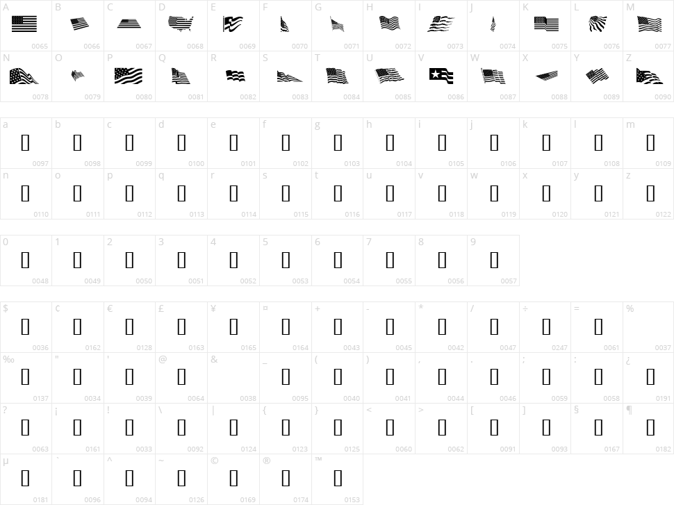 Look for America Character Map