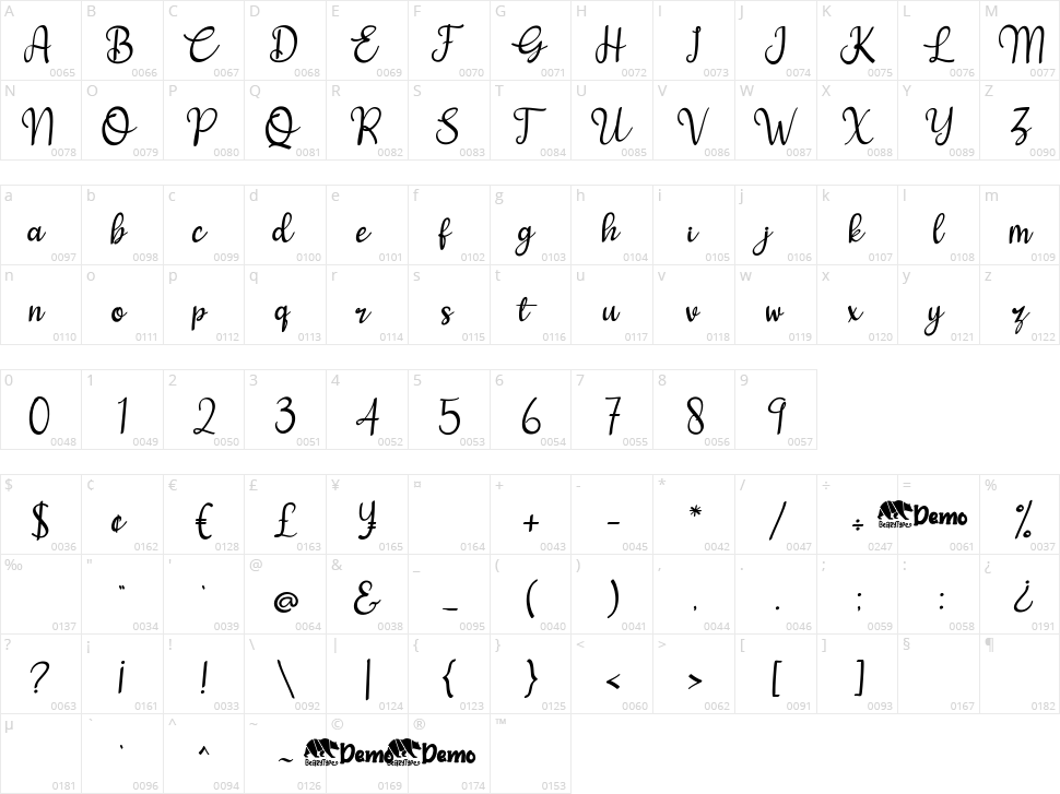 Love and Heart Character Map