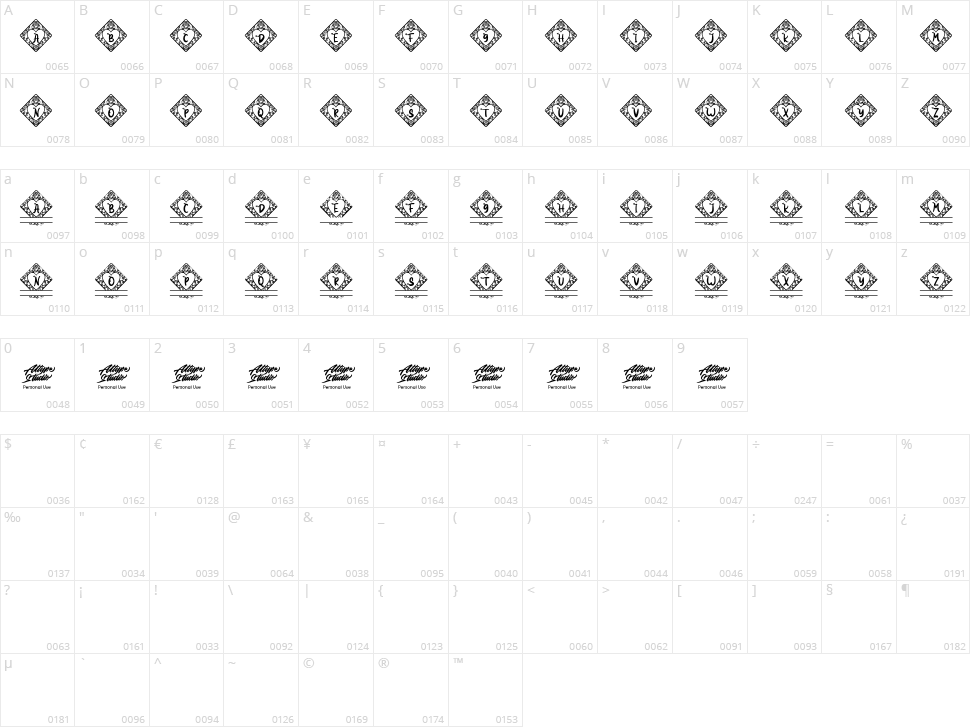Love Box Monogram Character Map