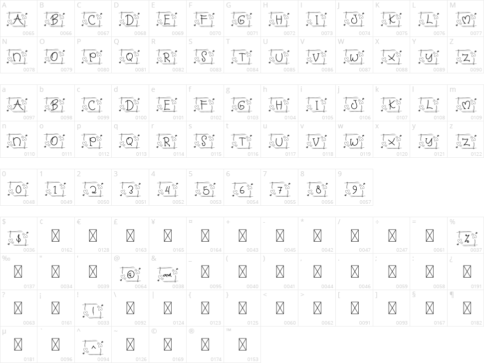 Love Monogram Character Map