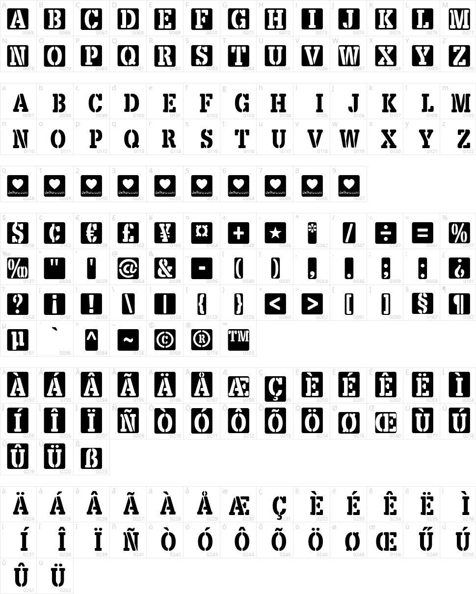 Love-Box Character Map