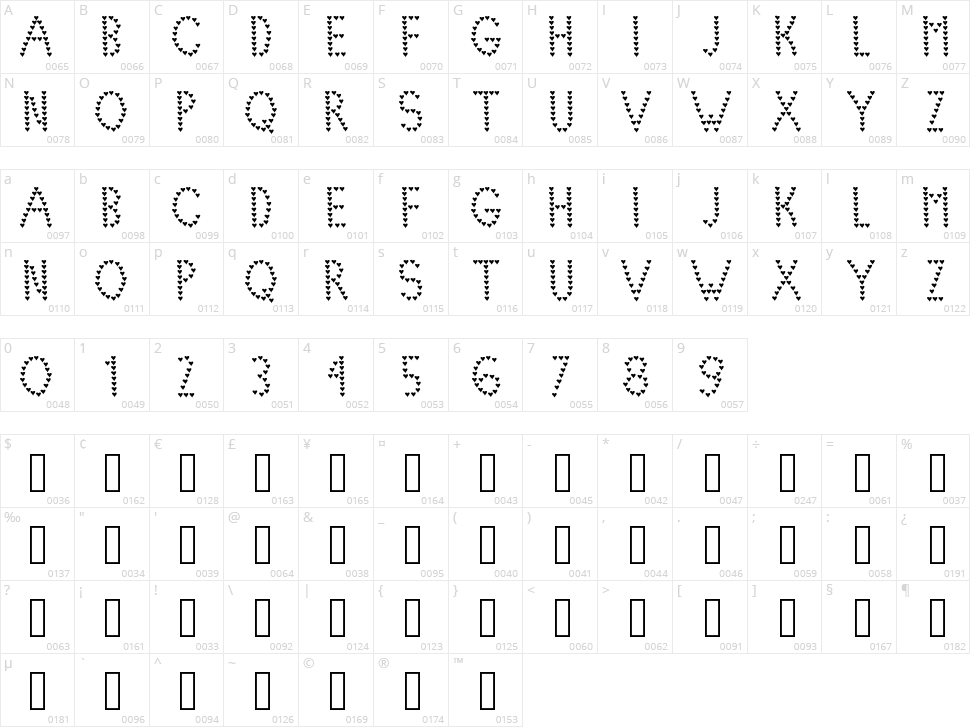 Lovelica Character Map