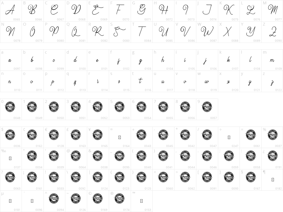 Loveliness Character Map