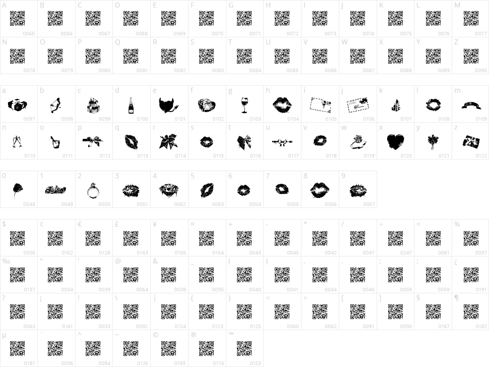 Love Marks Character Map
