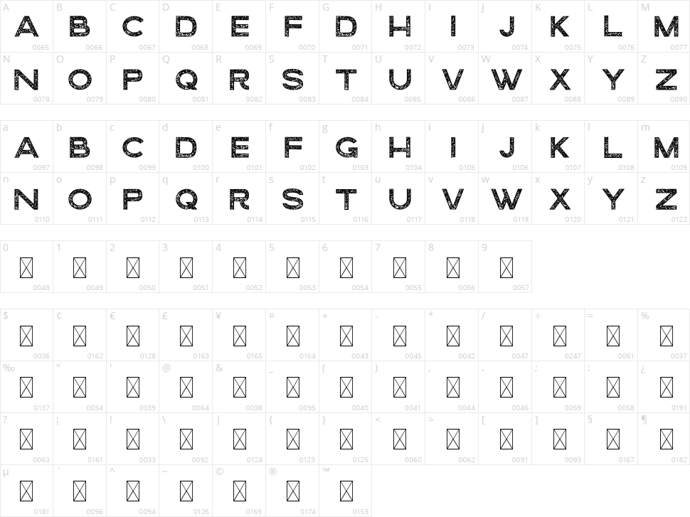Loveolline Sans Ro F Character Map