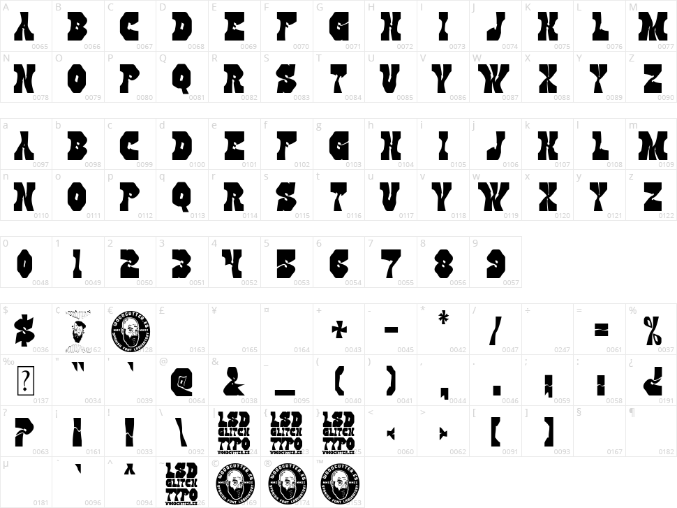 LSD Glitch Character Map