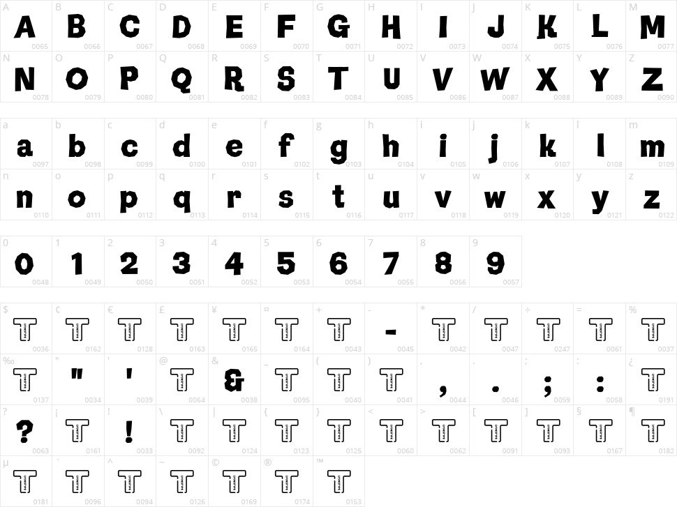 LT Sculpture Character Map