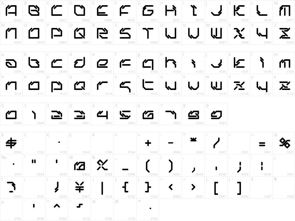 LTR-06: Artcore Character Map