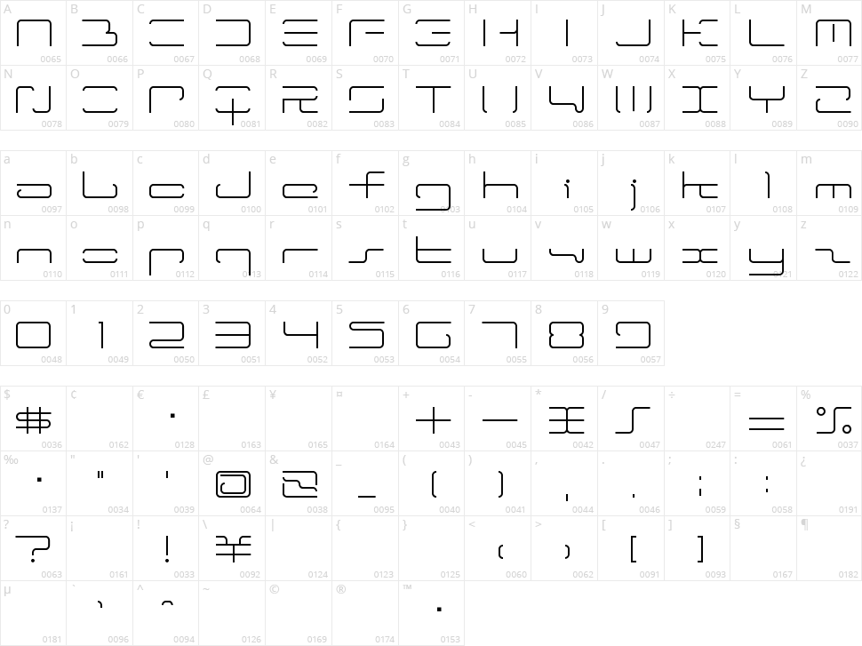 LTR-04: Wireflame Character Map