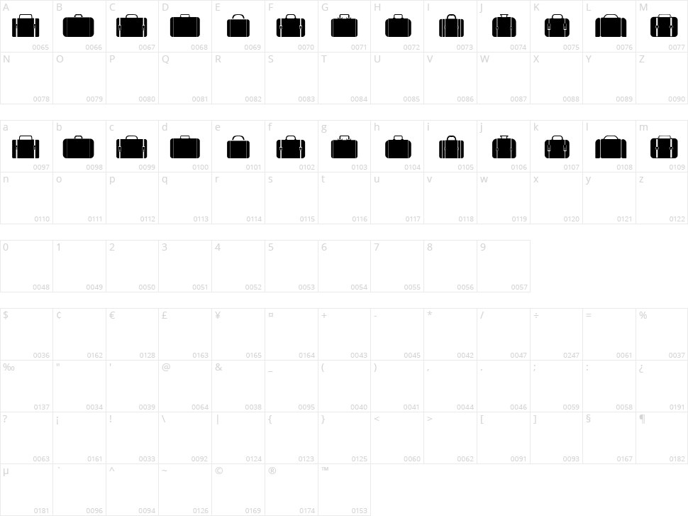 Lugguge Character Map