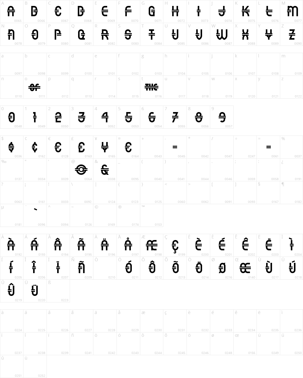 Luncheonette Character Map