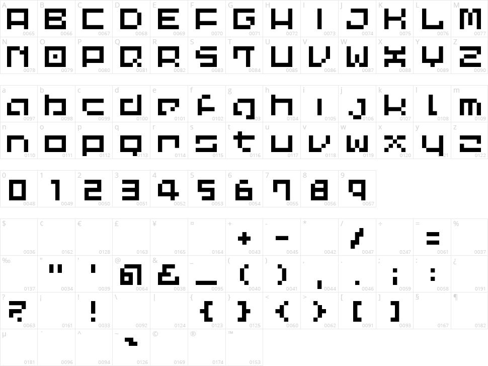 LVDC Common Pix2 Character Map
