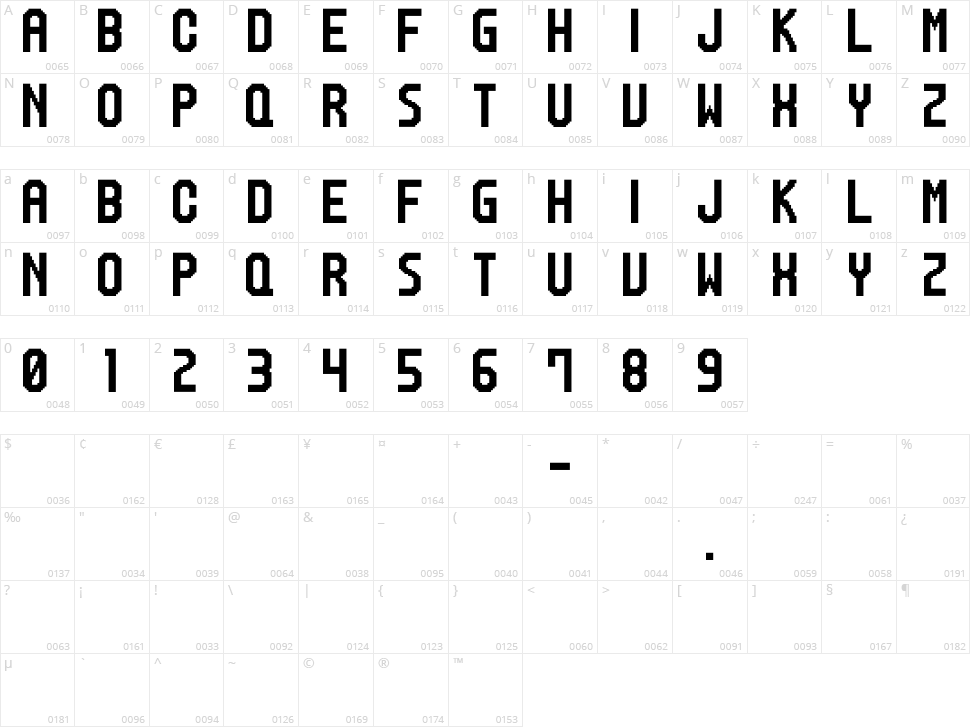 M20 SP-Ranker Character Map