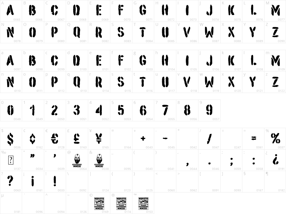 Macho Alfa Character Map