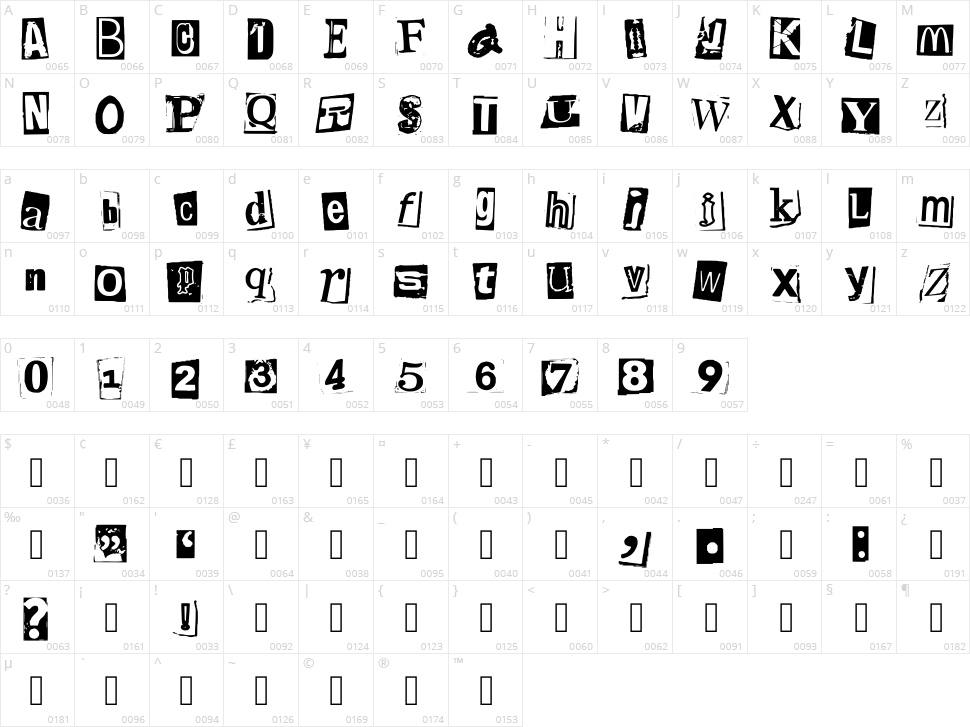 Magazine Letter Character Map