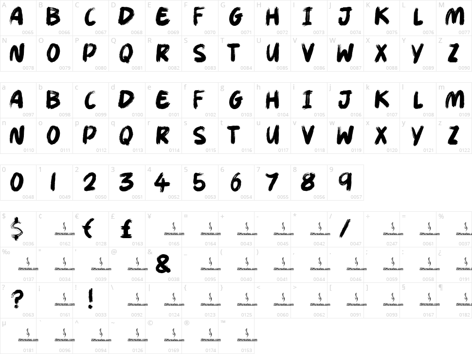 Magic Brush Character Map