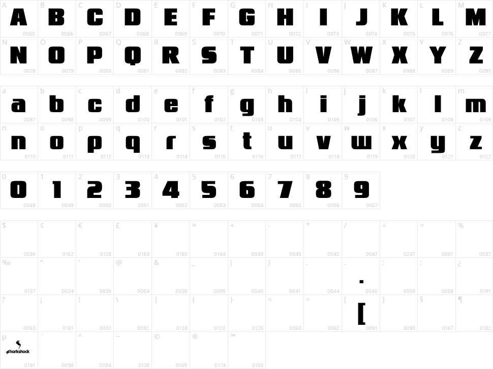 Magnalux Character Map