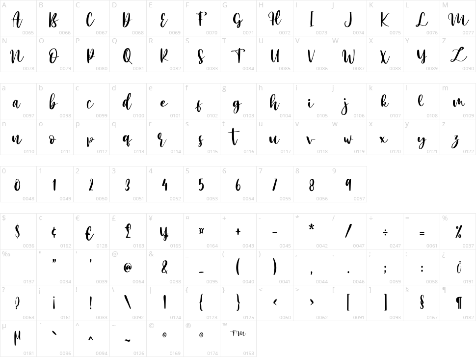 Mango Salsa Character Map