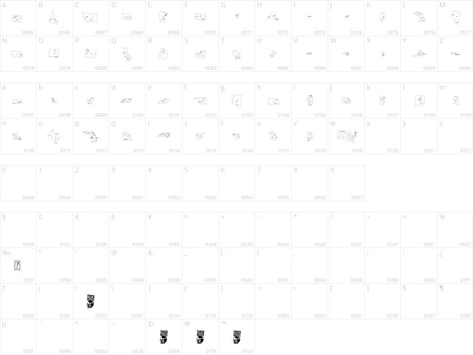 Maps of USA Character Map