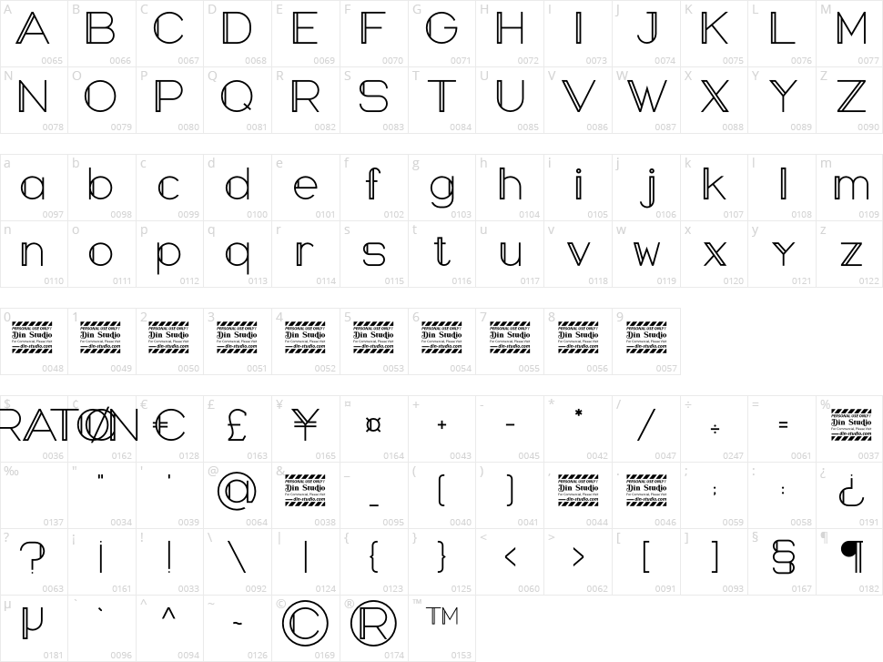Maraton Character Map