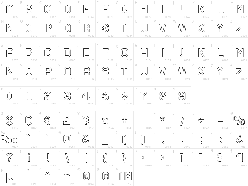 Mars Outline Character Map