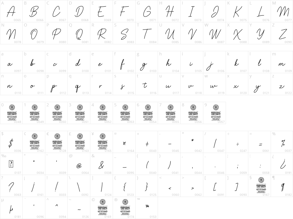 Mashiny Character Map