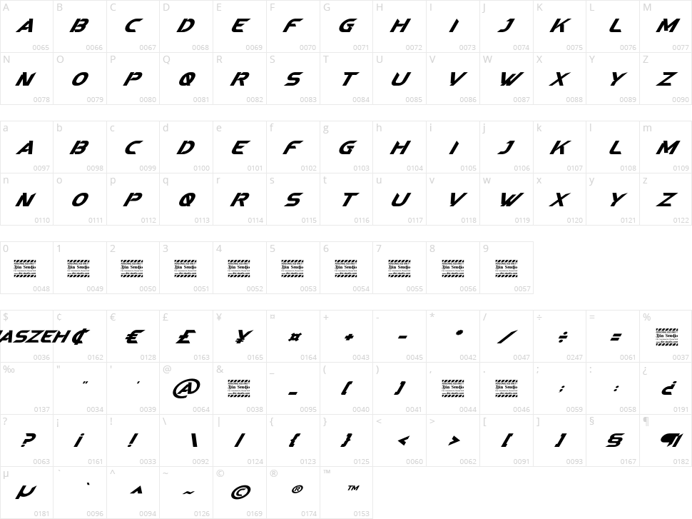 Maszeh Character Map