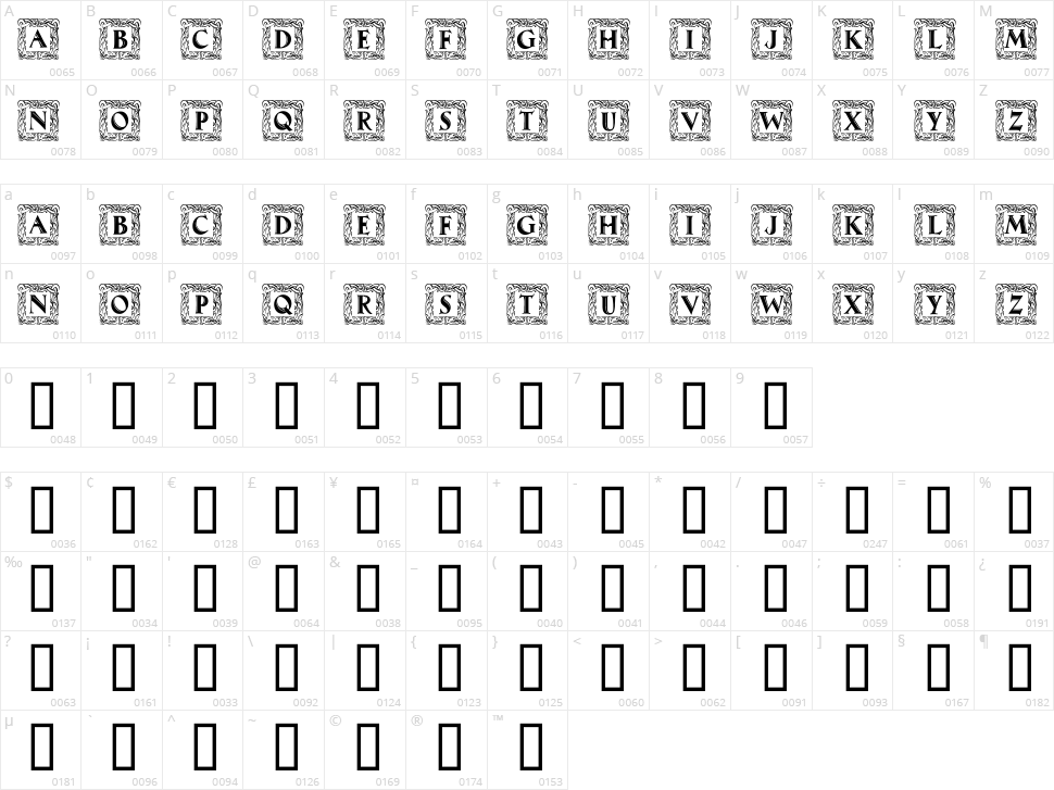 Maximilian Antiqua Initialen Character Map