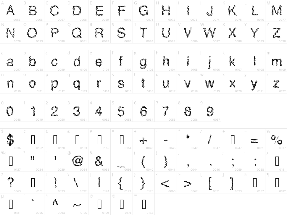 MB Hatch Character Map