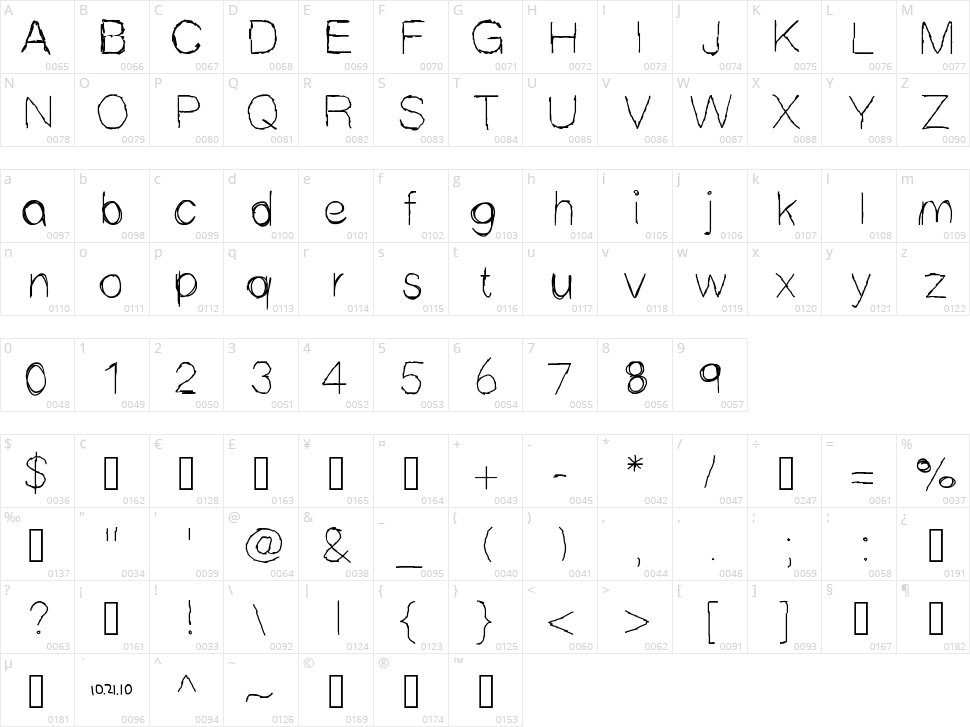 MB Scribbles Character Map
