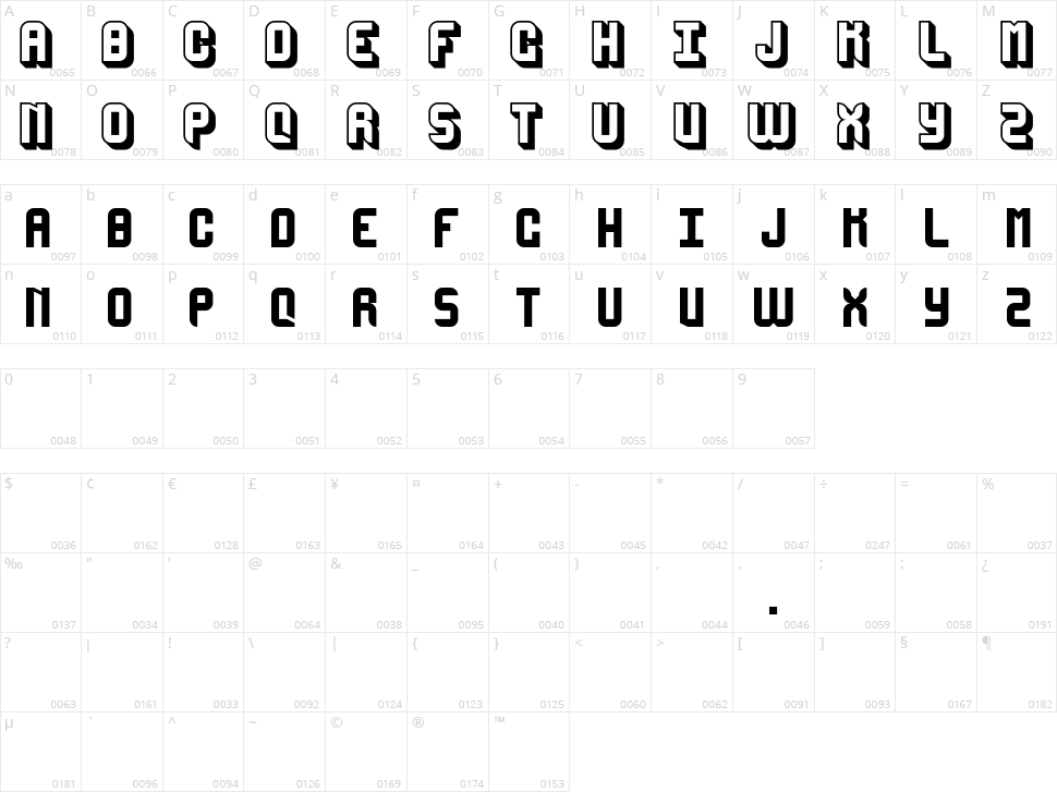 Mega Sans Character Map