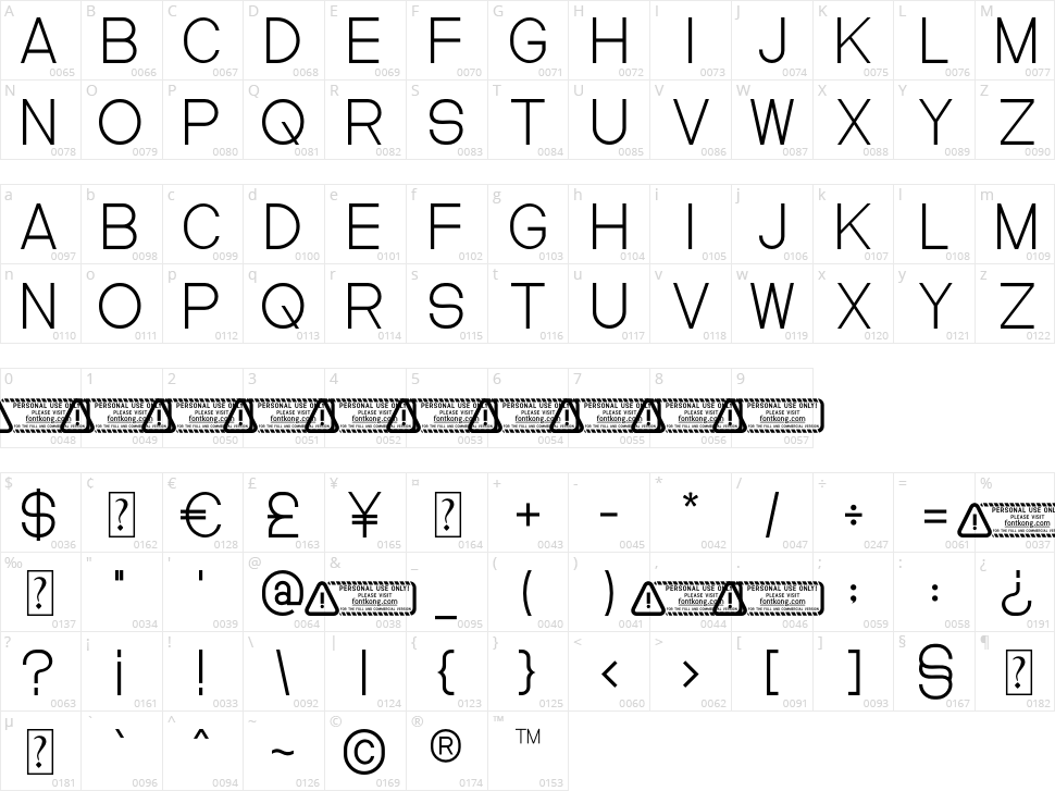 Memorism Character Map