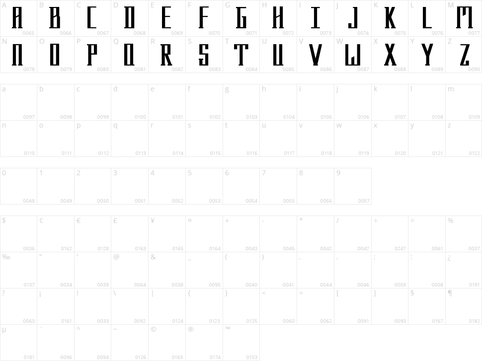 Menhir Character Map