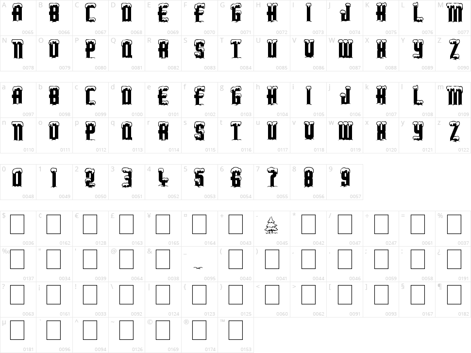 Merry Xmas Character Map