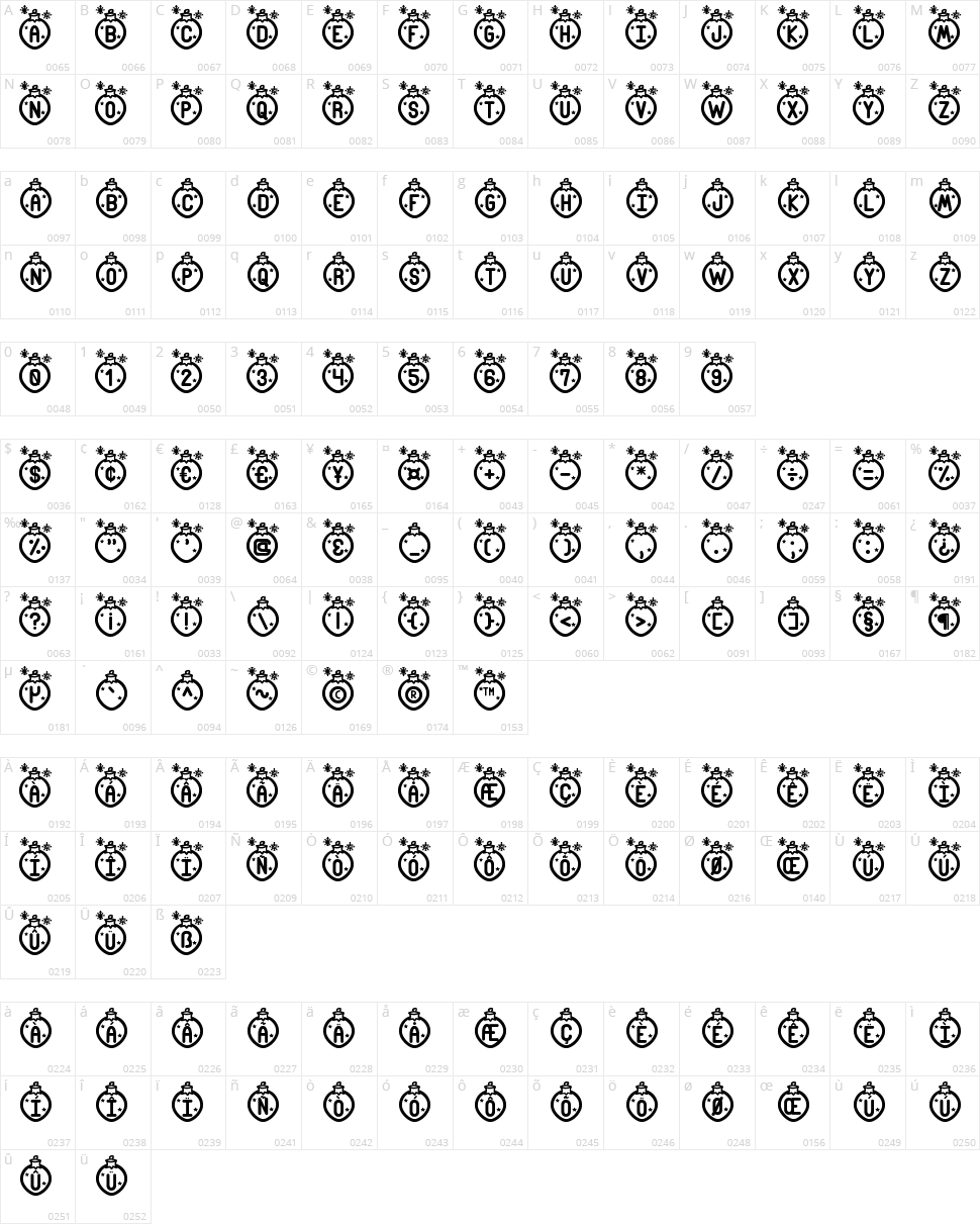 Merry Xmas St Character Map
