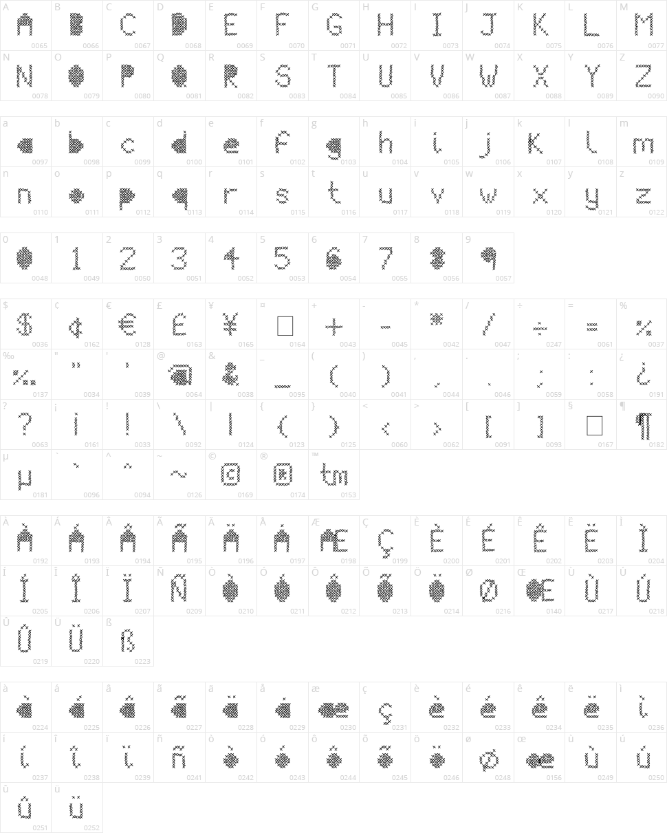 Mesh Stitch Character Map