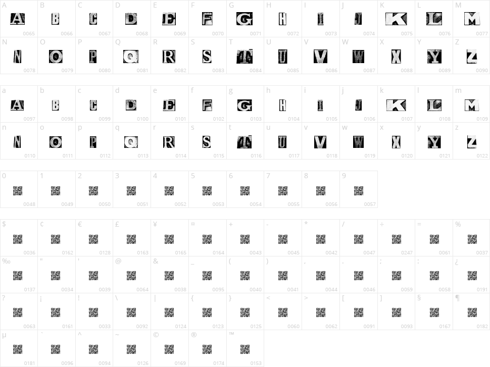 Metal Block Naked Character Map