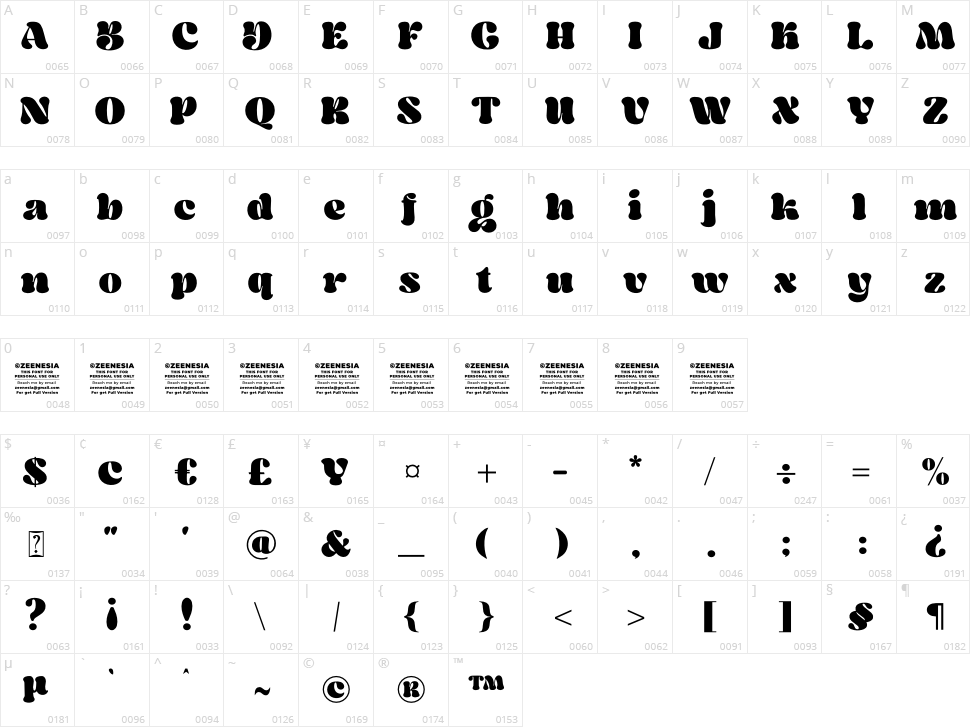 Metch Bright Character Map