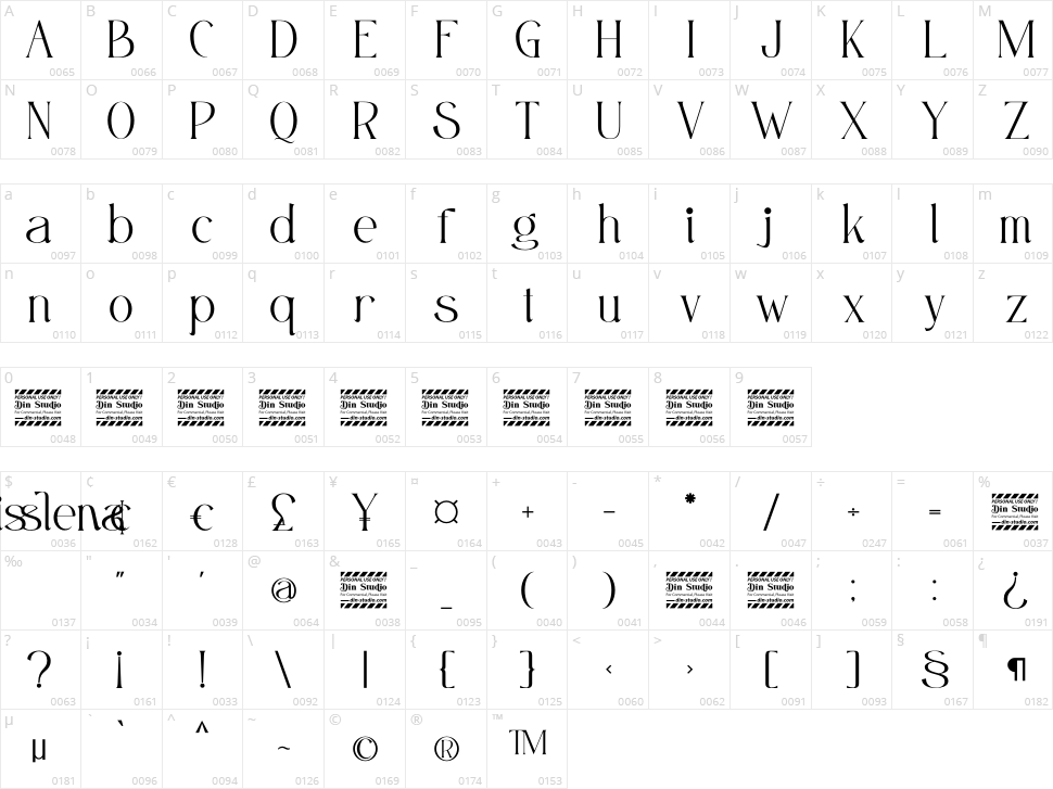 Misslena Character Map