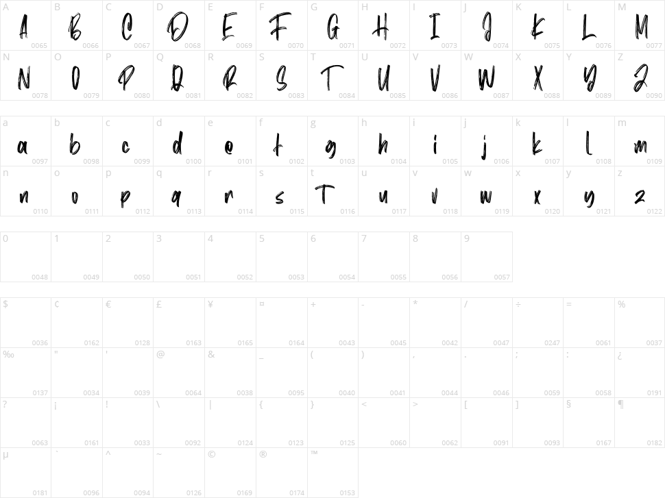Mist Sunshine Brush Character Map