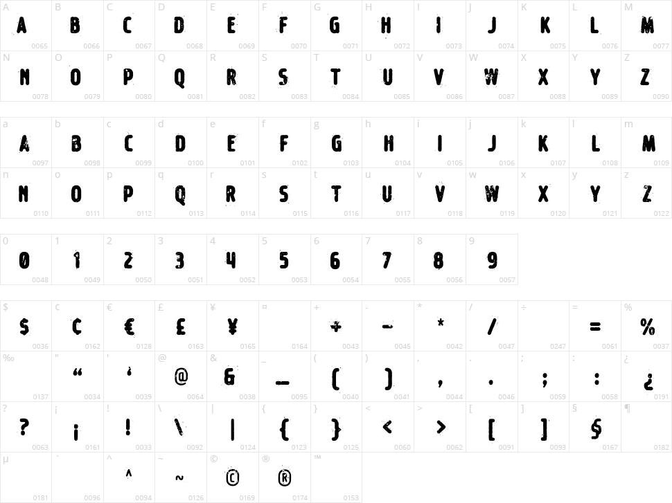 Mistage Caps Character Map