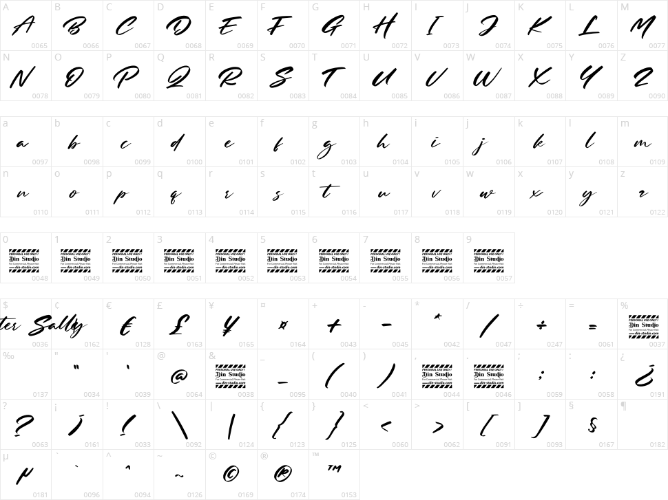 Mister Sally Character Map
